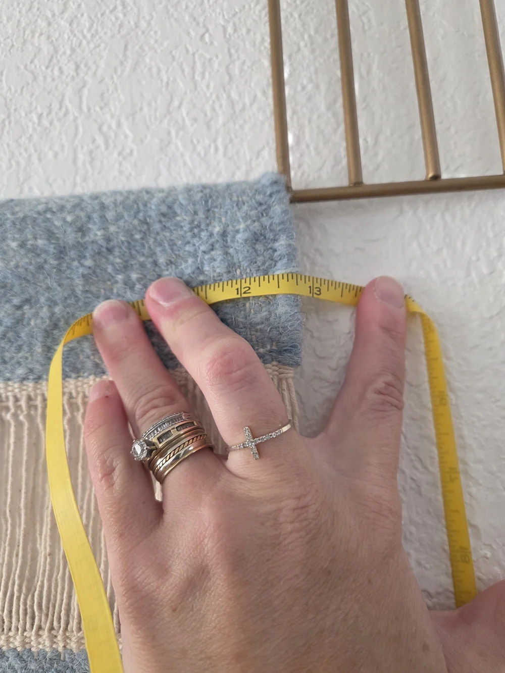 West Elm Wool Wall Tapestry Hanging w/ Brass Hanger